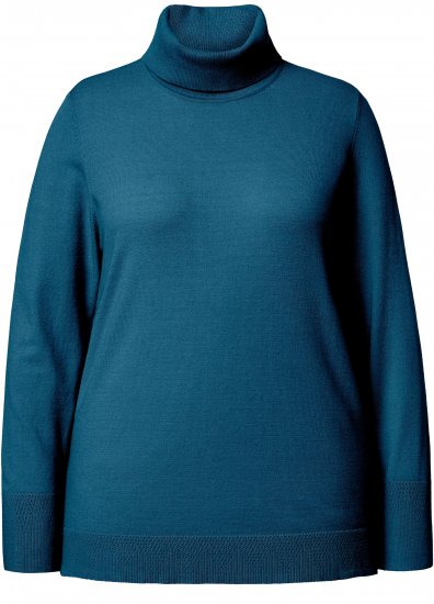 Ulla Popken Turtleneck Ribbed Trim Long Sleeve Sweater Cerulean - Džemperi un džemperi ar kapuci - 