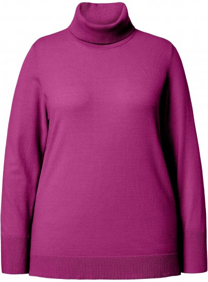 Ulla Popken Turtleneck Ribbed Trim Long Sleeve Sweater Berry - Džemperi un džemperi ar kapuci - 