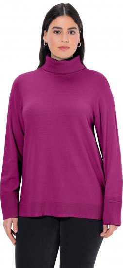 Ulla Popken Turtleneck Ribbed Trim Long Sleeve Sweater Berry - Džemperi un džemperi ar kapuci - 