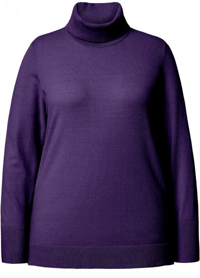 Ulla Popken Turtleneck Ribbed Trim Long Sleeve Sweater Deep Violet - Džemperi un džemperi ar kapuci - 