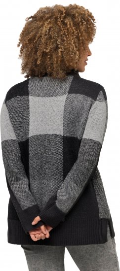 Ulla Popken Grand Check Long Sleeve Sweater Charcoal Grey Melange - Džemperi un džemperi ar kapuci - 