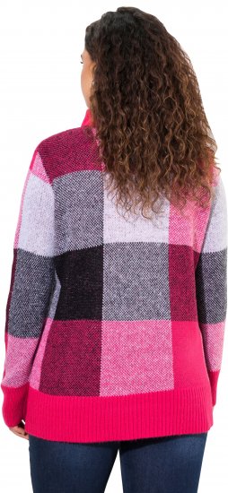 Ulla Popken Grand Check Long Sleeve Sweater Red Pink - Džemperi un džemperi ar kapuci - 