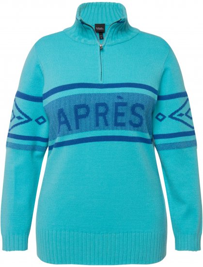 Ulla Popken Apres Ski Long Sleeve Troyer Collar Sweater Bright Turquoise - Džemperi un džemperi ar kapuci - 