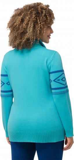 Ulla Popken Apres Ski Long Sleeve Troyer Collar Sweater Bright Turquoise - Džemperi un džemperi ar kapuci - 