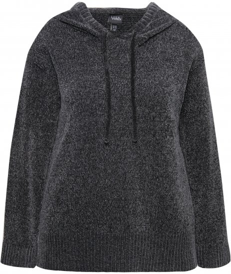 Ulla Popken Chenille Knit Hoodie Graphite Grey - Džemperi un džemperi ar kapuci - 
