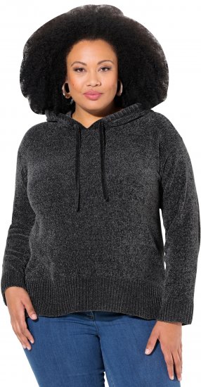 Ulla Popken Chenille Knit Hoodie Graphite Grey - Džemperi un džemperi ar kapuci - 