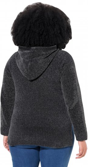 Ulla Popken Chenille Knit Hoodie Graphite Grey - Džemperi un džemperi ar kapuci - 