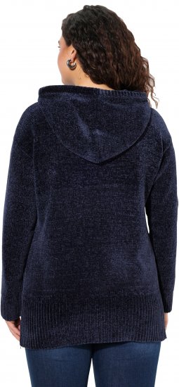 Ulla Popken Chenille Knit Hoodie Navy - Džemperi un džemperi ar kapuci - 
