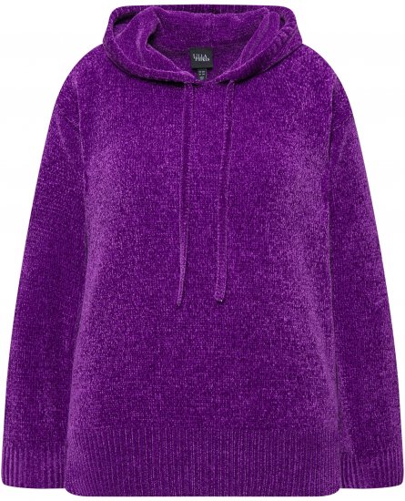 Ulla Popken Chenille Knit Hoodie Dark Purple - Džemperi un džemperi ar kapuci - 