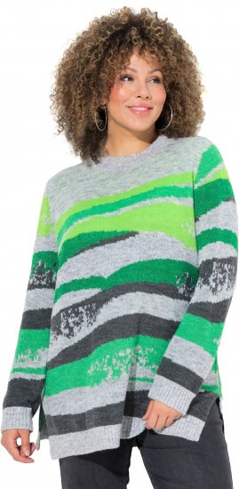 Ulla Popken Landscape Stripe Sweater Moss Green - Džemperi un džemperi ar kapuci - 