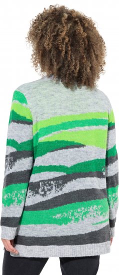 Ulla Popken Landscape Stripe Sweater Moss Green - Džemperi un džemperi ar kapuci - 