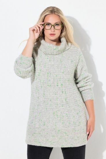 Ulla Popken Space Yarn Oversized Turtleneck Sweater Light Grey Melange - Džemperi un džemperi ar kapuci - Mīksti džemperi un jakas