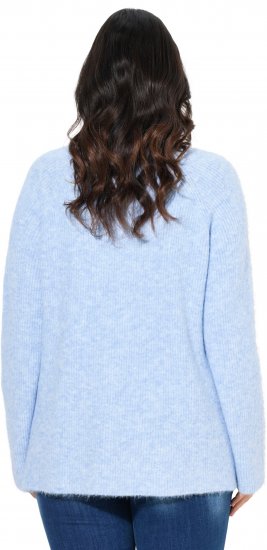 Ulla Popken Long Sleeve V-Neck Ribbed Knit Sweater Light Blue - Džemperi un džemperi ar kapuci - 