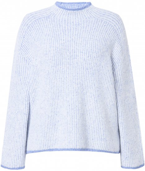 Ulla Popken Striped Wool Blend Turtleneck Sweater Sky Blue - Džemperi un džemperi ar kapuci - 