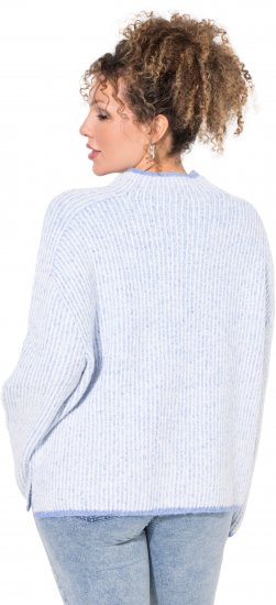 Ulla Popken Striped Wool Blend Turtleneck Sweater Sky Blue - Džemperi un džemperi ar kapuci - 