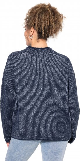 Ulla Popken Striped Wool Blend Turtleneck Sweater Ink Blue - Džemperi un džemperi ar kapuci - 