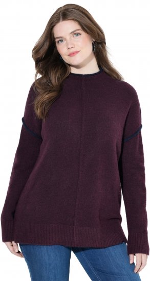 Ulla Popken Contrast Trim Long Sleeve Sweater Dark Ruby - Džemperi un džemperi ar kapuci - 