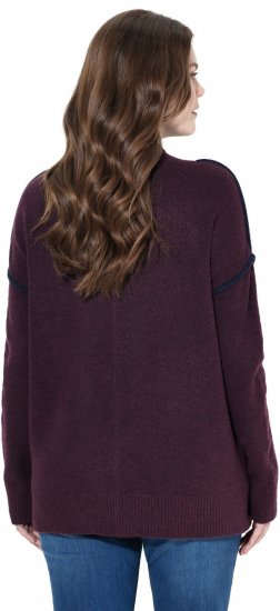 Ulla Popken Contrast Trim Long Sleeve Sweater Dark Ruby - Džemperi un džemperi ar kapuci - 