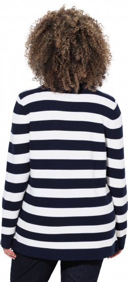 Ulla Popken Striped Polo Collar Long Sleeve Sweater Navy - Džemperi un džemperi ar kapuci - 