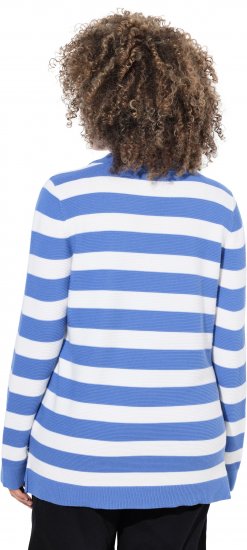 Ulla Popken Striped Polo Collar Long Sleeve Sweater Aegean Blue - Džemperi un džemperi ar kapuci - 