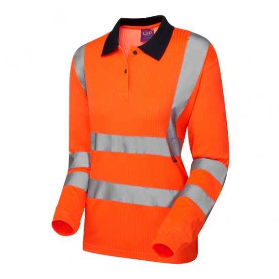 Leo Beaford EcoViz Comfort Women's Sleeved Polo Shirt Orange - Darba apģērbs - 