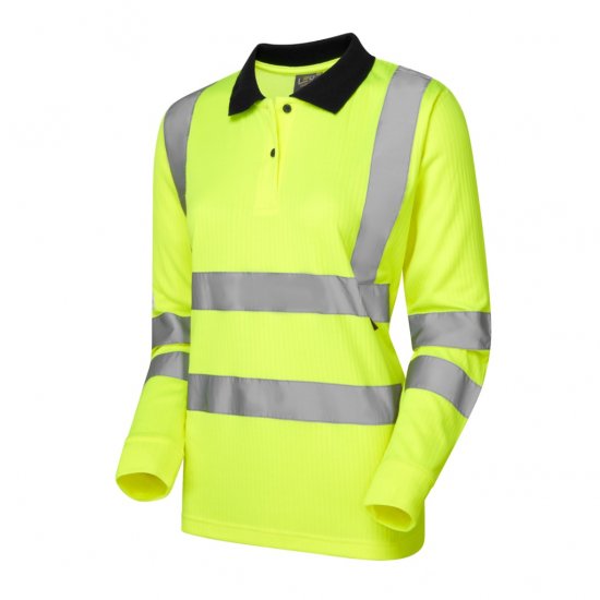Leo Beaford EcoViz Comfort Women's Sleeved Polo Shirt Yellow - Darba apģērbs - 