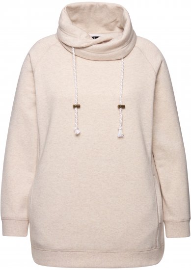 Ulla Popken Drawstring Collar Long Sleeve Sweatshirt Nature Melange - Džemperi un džemperi ar kapuci - 