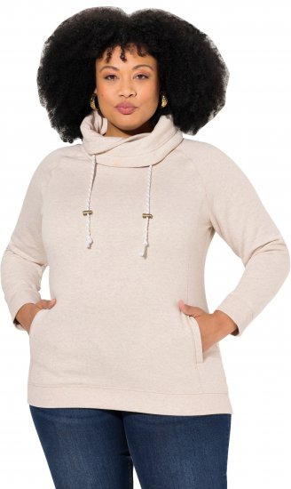 Ulla Popken Drawstring Collar Long Sleeve Sweatshirt Nature Melange - Džemperi un džemperi ar kapuci - 