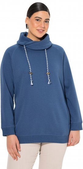 Ulla Popken Drawstring Collar Long Sleeve Sweatshirt Ink Blue - Džemperi un džemperi ar kapuci - 
