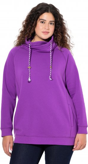 Ulla Popken Drawstring Collar Long Sleeve Sweatshirt Purple - Džemperi un džemperi ar kapuci - 