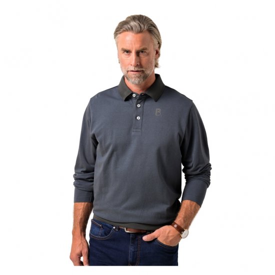 Boston Park Polo Shirt Long Sleeve Pique Grey - Polo krekli - Polo krekli - 2XL-8XL