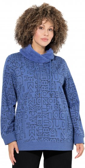 Ulla Popken Teddy Collar Printed Sweatshirt Atlantic Blue - Džemperi un džemperi ar kapuci - 