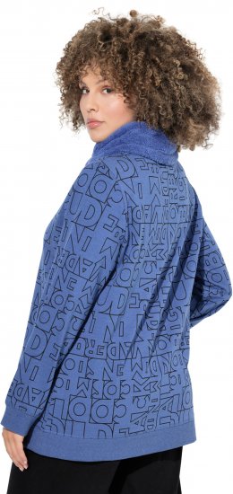 Ulla Popken Teddy Collar Printed Sweatshirt Atlantic Blue - Džemperi un džemperi ar kapuci - 
