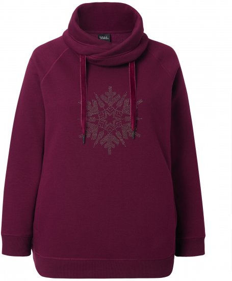 Ulla Popken Rhinestone Snowflake Turtleneck Sweatshirt Dark Ruby - Džemperi un džemperi ar kapuci - 