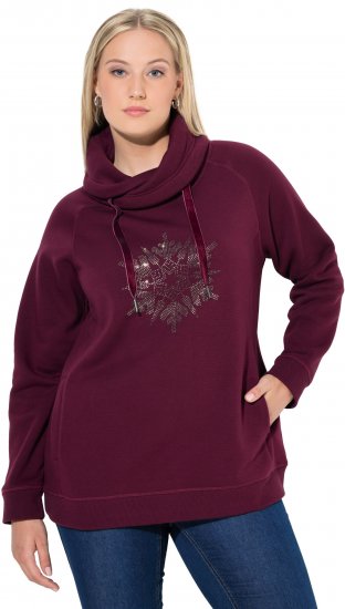 Ulla Popken Rhinestone Snowflake Turtleneck Sweatshirt Dark Ruby - Džemperi un džemperi ar kapuci - 
