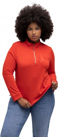 Ulla Popken PARIS Theme Zip Neck Sweatshirt Light Red - Džemperi un džemperi ar kapuci - 