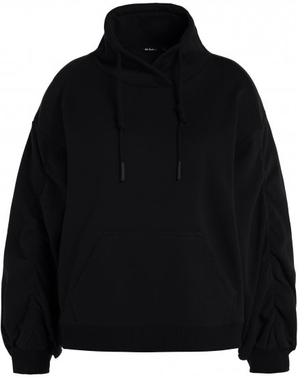 Ulla Popken Gathered Sleeve Oversized Fit Sweatshirt Black - Džemperi un džemperi ar kapuci - 