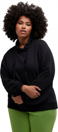 Ulla Popken Gathered Sleeve Oversized Fit Sweatshirt Black - Džemperi un džemperi ar kapuci - 