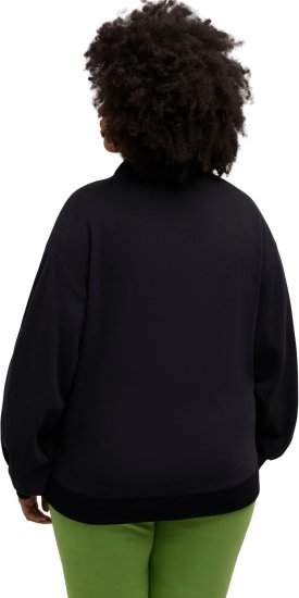 Ulla Popken Gathered Sleeve Oversized Fit Sweatshirt Black - Džemperi un džemperi ar kapuci - 