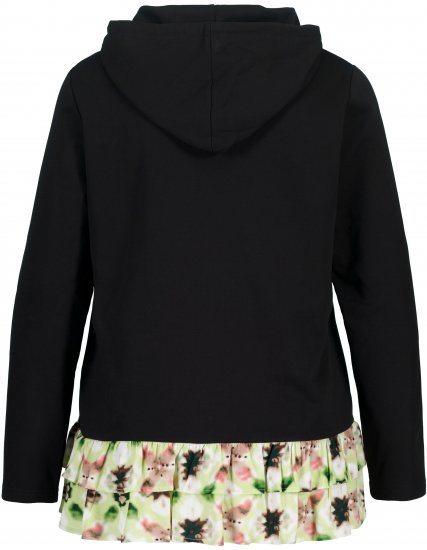Ulla Popken Ruffle Hem A-line Fit Hooded Sweatshirt Black - Džemperi un džemperi ar kapuci - 