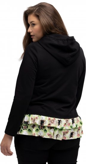 Ulla Popken Ruffle Hem A-line Fit Hooded Sweatshirt Black - Džemperi un džemperi ar kapuci - 