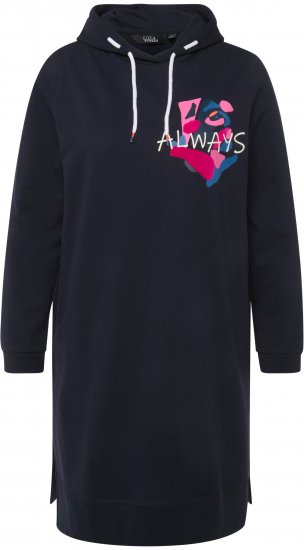 Ulla Popken Extra Long Abstract Graphic Hoodie Navy - Džemperi un džemperi ar kapuci - 