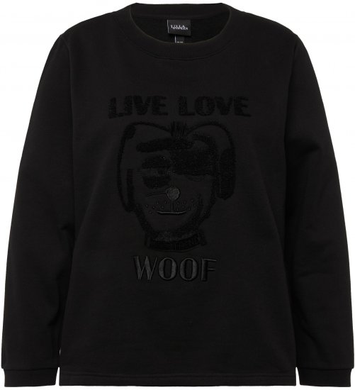 Ulla Popken Flock Print Long Sleeve Crew Neck Sweatshirt Black - Džemperi un džemperi ar kapuci - 