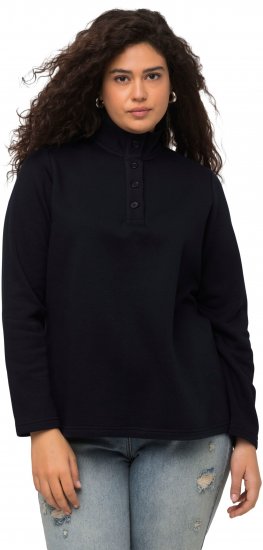 Ulla Popken Collared Long Sleeve Sweatshirt Navy - Džemperi un džemperi ar kapuci - 