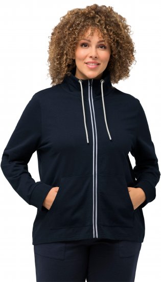Ulla Popken Contrast Color Zip Up Sweatshirt Navy - Džemperi un džemperi ar kapuci - 