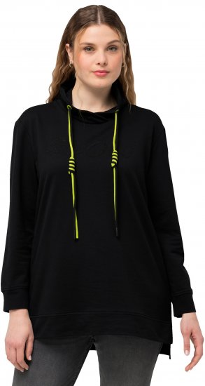 Ulla Popken GLOW Lettered Collared Sweatshirt Black - Džemperi un džemperi ar kapuci - 
