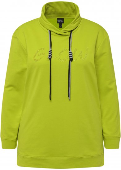 Ulla Popken GLOW Lettered Collared Sweatshirt Apple Green - Džemperi un džemperi ar kapuci - 