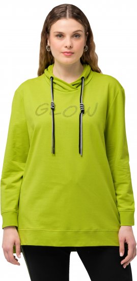 Ulla Popken GLOW Lettered Collared Sweatshirt Apple Green - Džemperi un džemperi ar kapuci - 