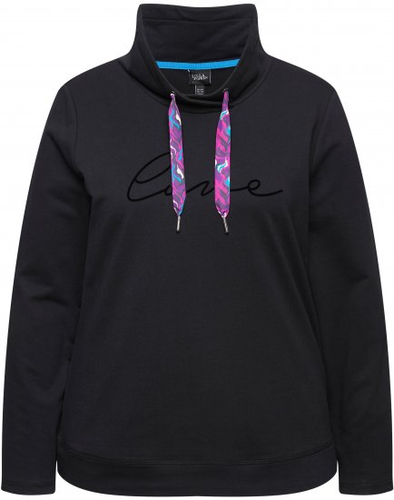 Ulla Popken Stand-Up Collar Long Sleeve Sweatshirt Black - Džemperi un džemperi ar kapuci - 