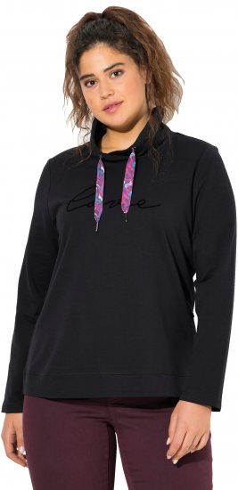 Ulla Popken Stand-Up Collar Long Sleeve Sweatshirt Black - Džemperi un džemperi ar kapuci - 
